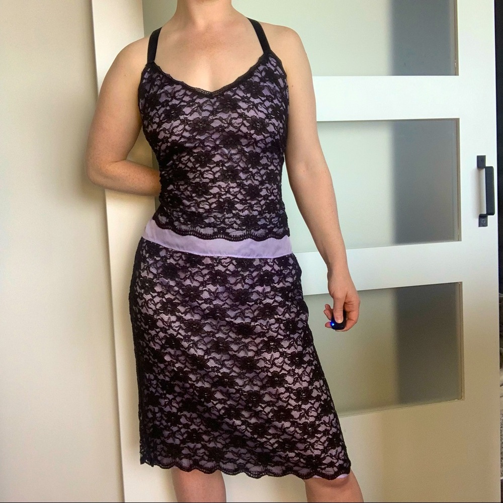Y2K Sexy Lace Coord Set Size 16.
